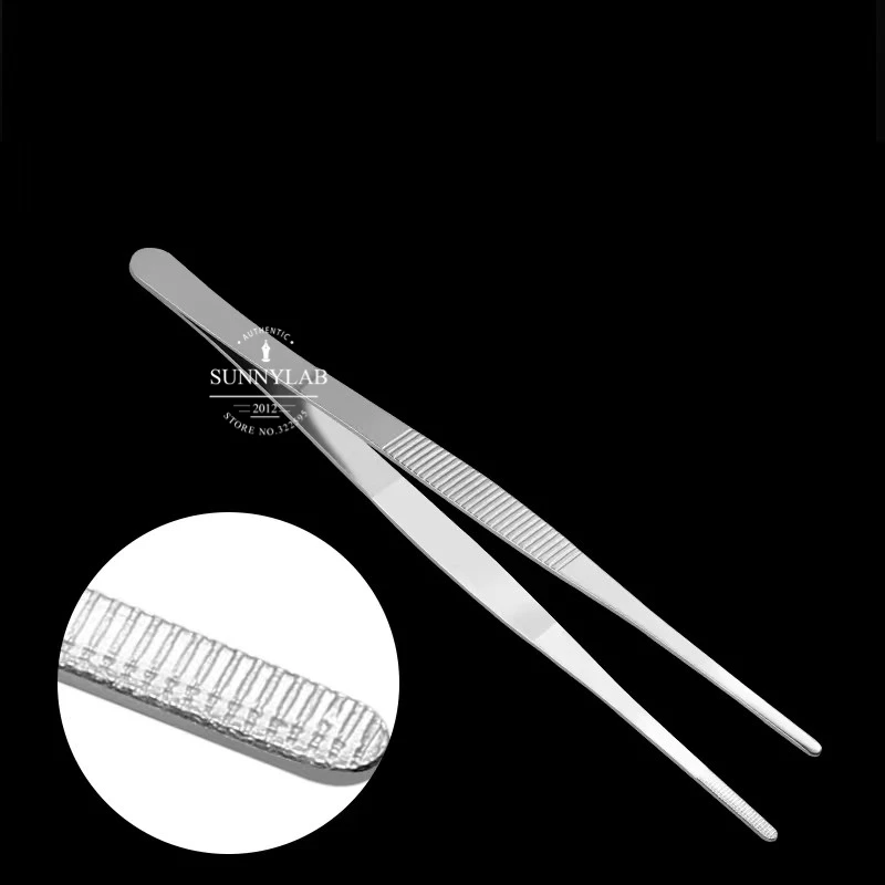 7pcs/set Thicken Stainless Steel Medical Straight Tweezers, Round-head Surgical Tweezer 12.5/14/16/18/20/25/30cm for Laboratory