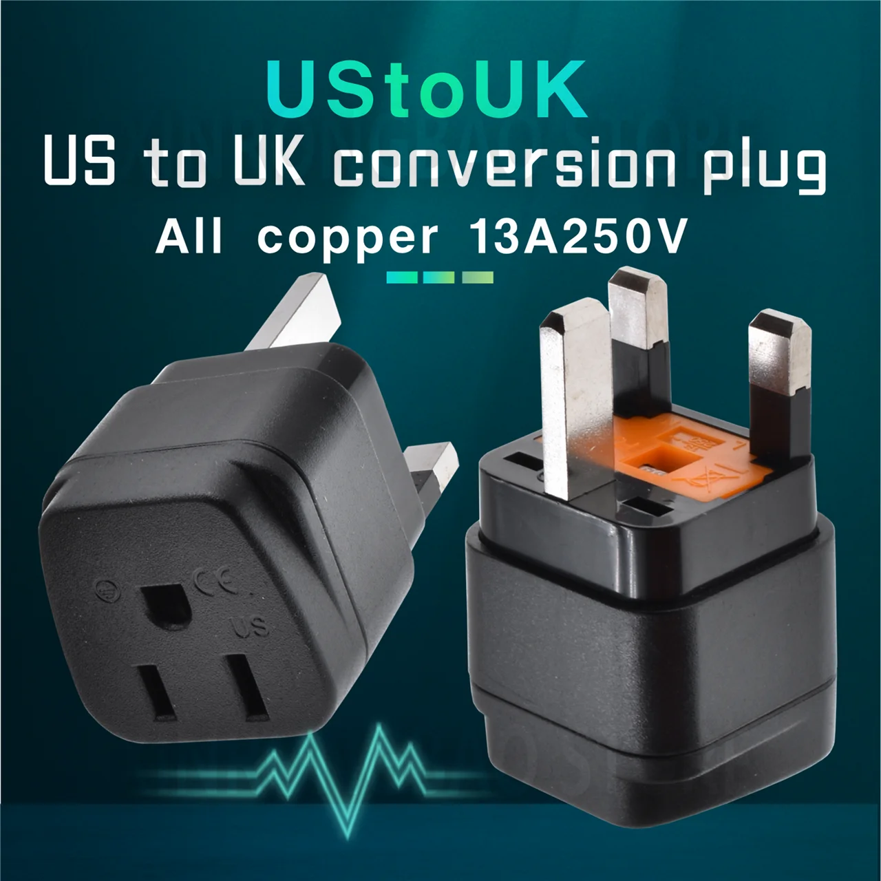 Universal US to UK Plug Adapter - Type A/B to Type G Travel Converter, 13A 250V