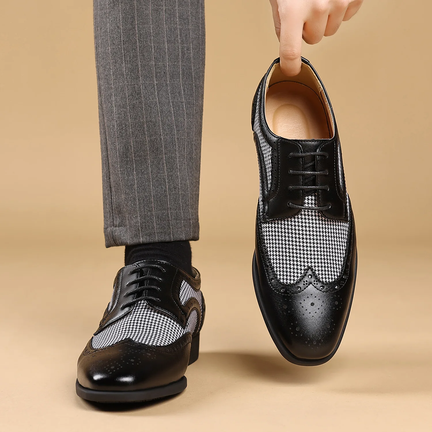 Handmade Oxfords Shoes for Men PU Leather Brogue Dress Shoes Men's Classic Business Formal Desinger Male Derby Shoe