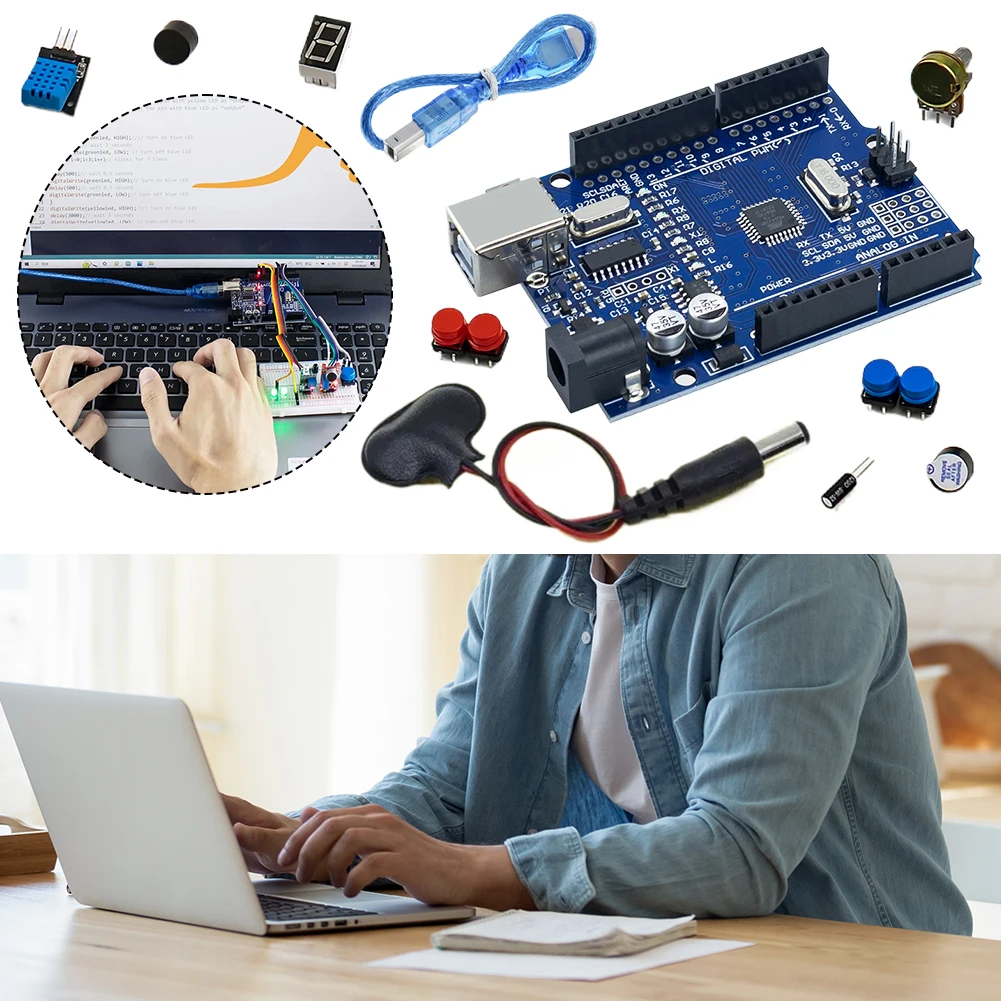 Basic Starter Kit with Breadboard Sensor Modules Resistance Educational Programming Kit Electronic DIY Kit for Arduino UNO R3 image 3