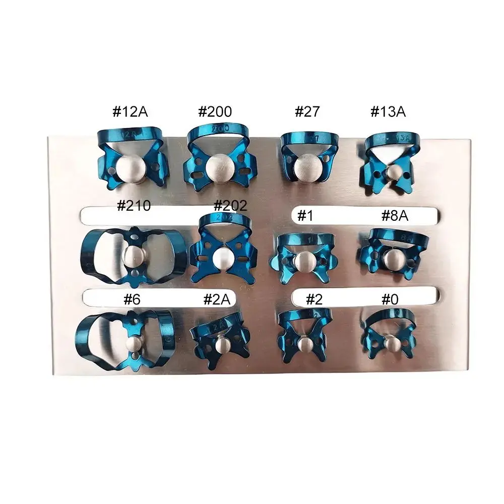 X 1999 Clamp Set Morsetti Per Diga In Gomma Per Endodonzia - 31 Pezzi In Acciaio Inox Con Vassoio Nero Fascette Ferma Tubi - Foto 5