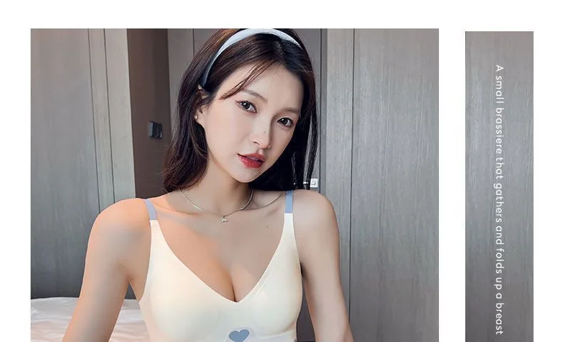 2pcs Womens Seamless Sweet Anti Sagging Bra Girl Thin Brassier Lady Comfort Soft Breathable Bra Student Simple Fashion Underwear