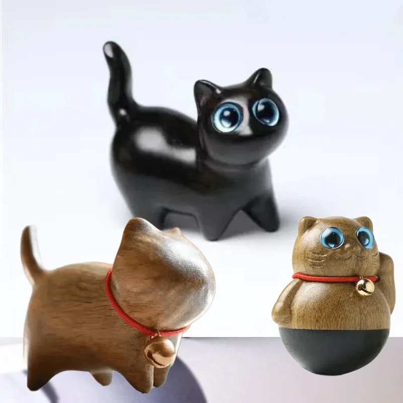 1Pcs Cute Mini Wooden Bear Solid Wood Hand Carved Bear Figurines