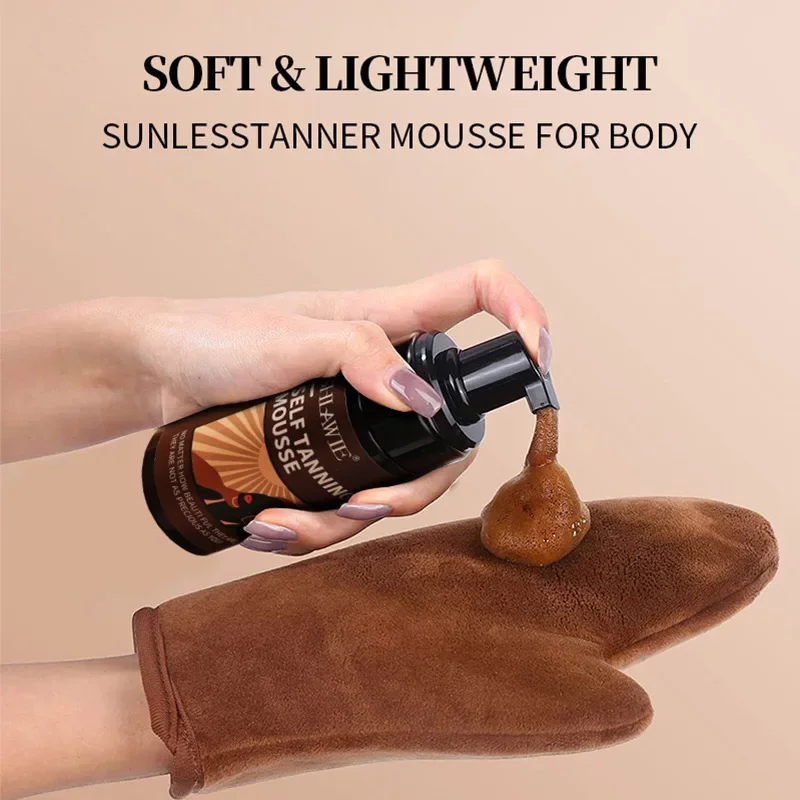 Body Self Tanning Mousse Beach Outdoor Sunless Bronzer Spray Tan Tanning Enhancer Body Natural Tan Cream For