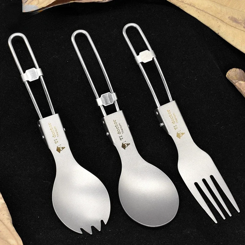 

Titanium Spoon Fork Camping Dinnerware Tea Coffee Spoon Dinner Cutlery Outdoor Tableware for Hiking Backpacking Dinner