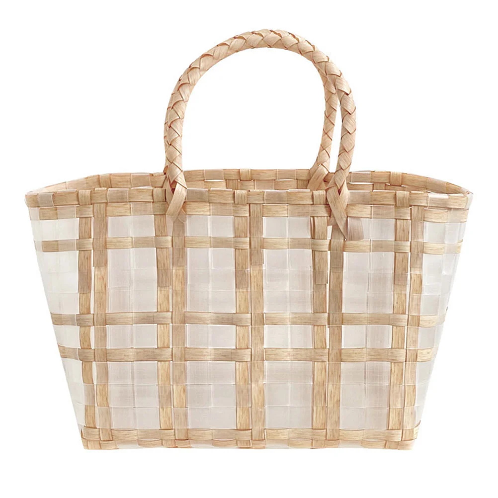 

Woven Cabbage Basket Gift Portable Shopping Hamper Flower Plastic Waterproof Beach Women's Storage Baskets