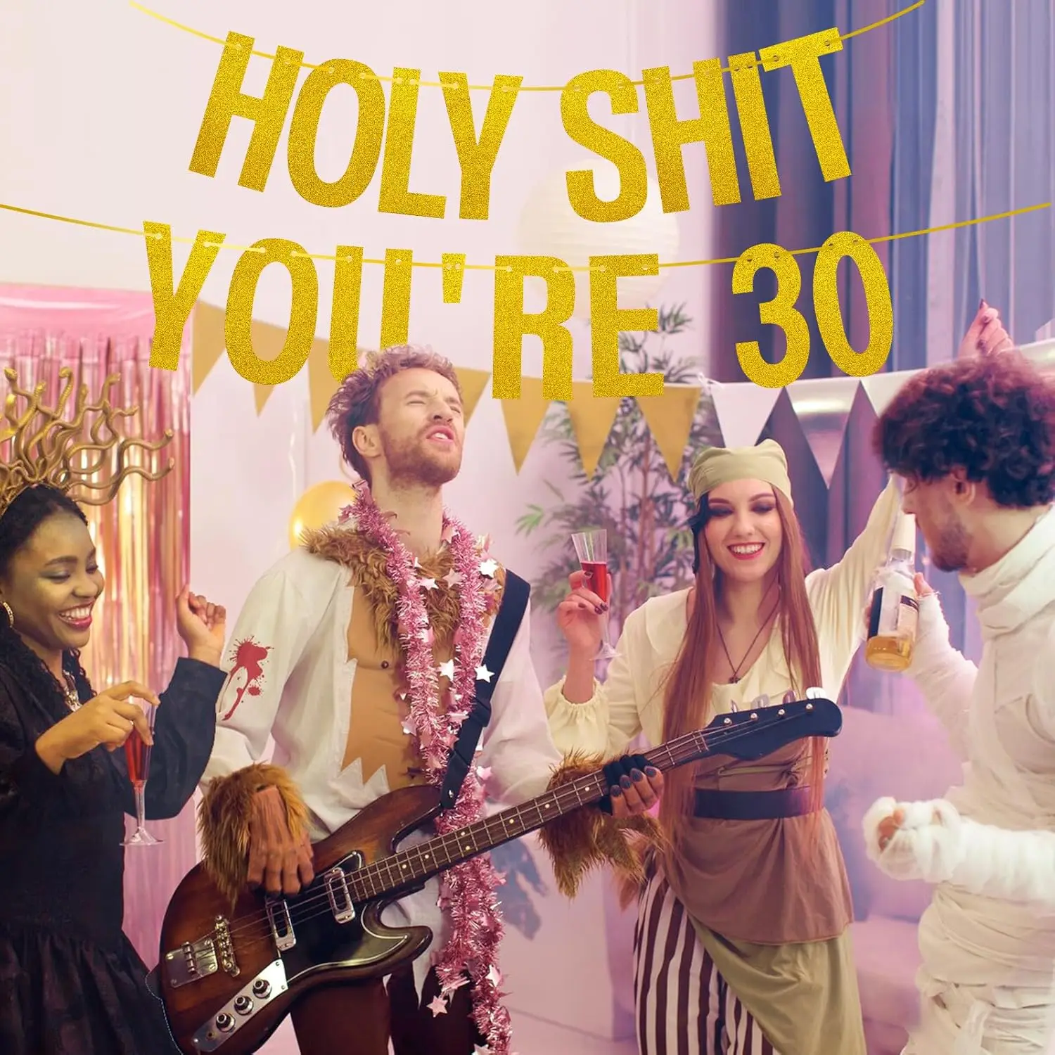 الذهب بريق القرف المقدس أنت 30 عيد ميلاد راية ديكور الحفلات، مضحك 30 حفلة عيد ميلاد لوازم الزينة، 30 صور الدعائم