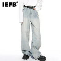 IEFB Washed Male Jeans Korean Fashion Worn Out Gradient Color Men's Denim Straight Pants Men Wide Leg Trousers Spring New 9C4502 1