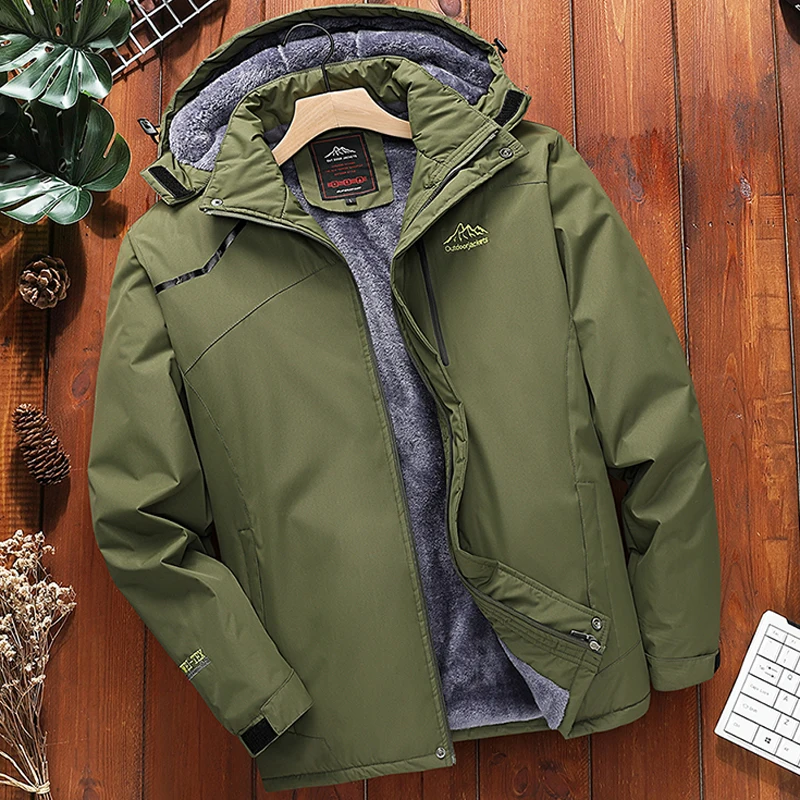 Парка мужская утепленная флисовая горнолыжная водонепроницаемая куртка