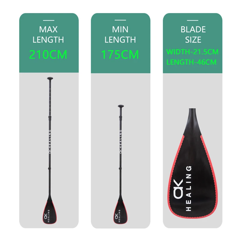 3-Piece SUP Paddle Stand-Up Board Paddles Floating Fiberglass Shaft 175-210cm Double Locks SUP Paddle for Surfing Surfboard