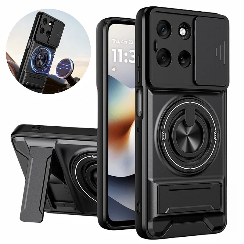 Armor Car Magnetic Ring Case with Lens Protection and Stand Holder
