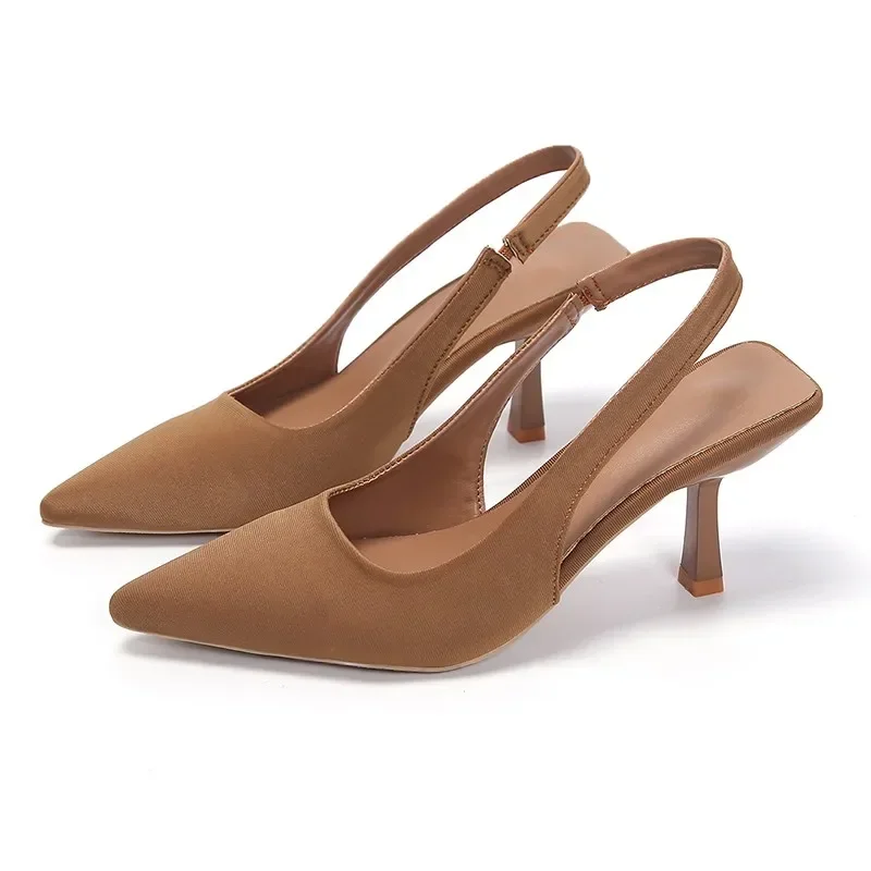 Women Rhinestone High Heels Woman Pumps Heeled Sandals Fashion Female Stiletto Slingback Pointe Weddings Bridal