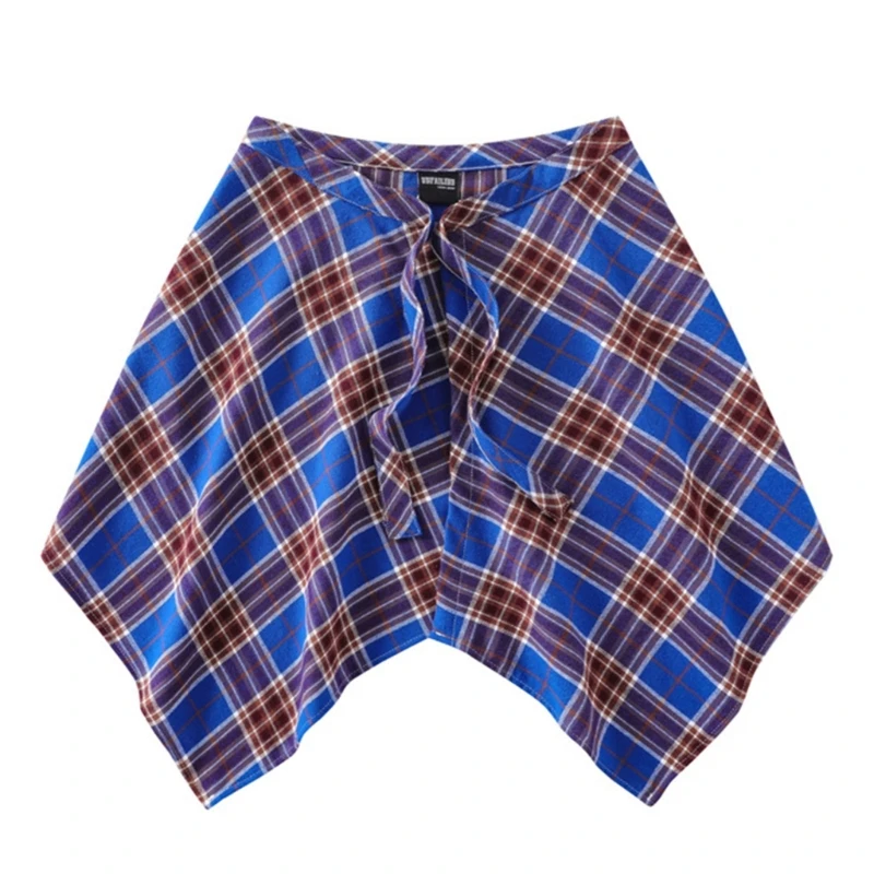 Layered Half Wrap Skirt Hip Scarf Checkered A Line Short