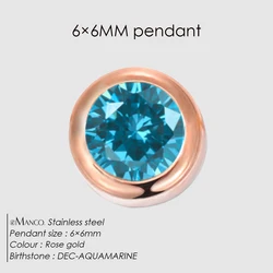 Elegant Stainless Steel Rhinestone Birthstone Necklace Pendant - Fashion Jewelry DIY Accessory (DEC - Rose Gold)