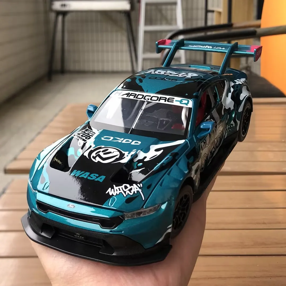1:24 포드 머스탱 GT3 한정판 슈퍼카 합금 금속 다이캐스트 모델 자동차 홈 유행 및 데스크탑 디스플레이 장식 생일 장난감