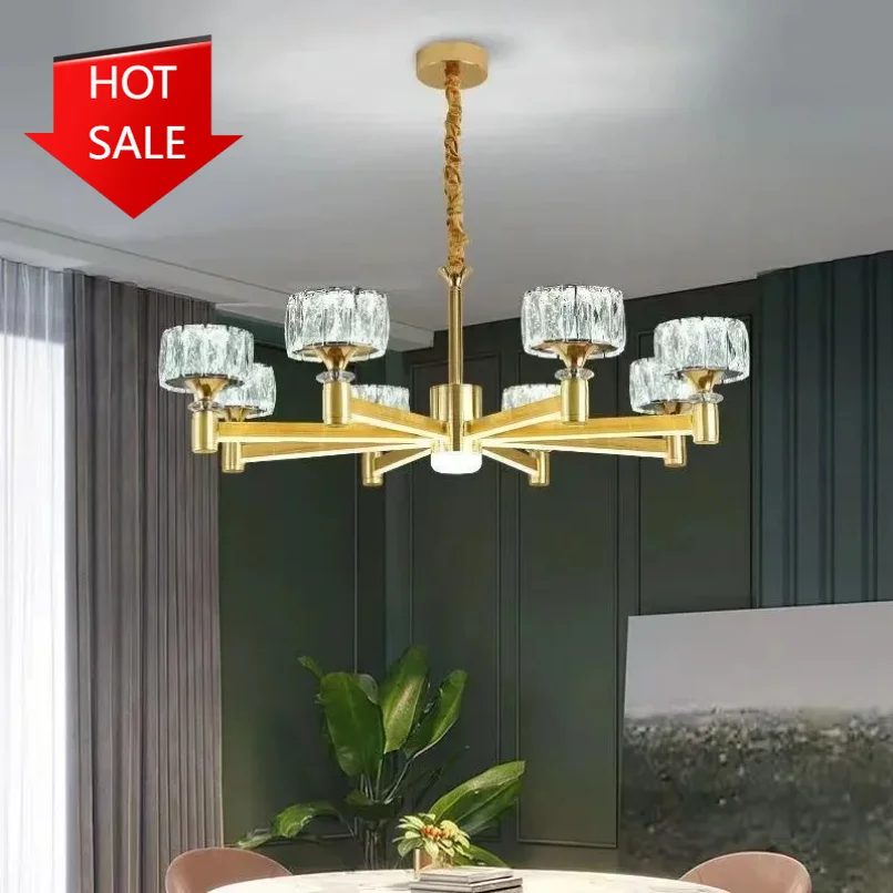Modern Light Luxury Living Room Led Crystal Chandelier Indoor Minimalist Luxury Dining Room Bedroom Gold and Black Ceiling Lamps