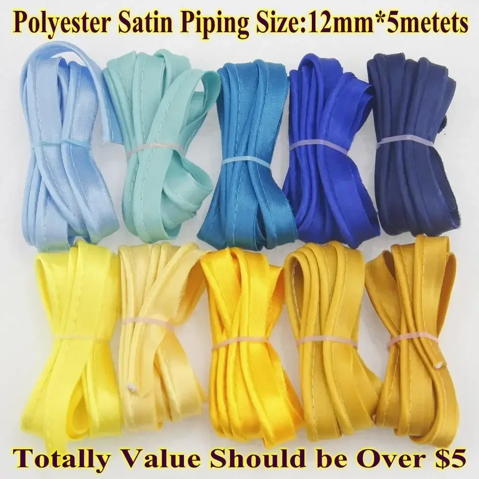 Ruban De Reliure En Satin Polyester 12 Mm X 5 M - Fourniture Couture Pour Ourlets, Bords, Bricolage Tissu