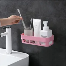 

Home Solid Rack Wall Mounted Bathroom Storage Rack Plastic Bathroom Shelf Organizer Shower Shampoo Holder Kitchen Rack Organizer