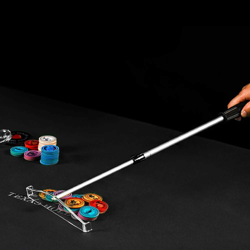 39.5-70cm Casino Gaming Desk Accessories Dice Poker Chips Rake  Telescopic Roulette Poker Chips Rake Collector Rod