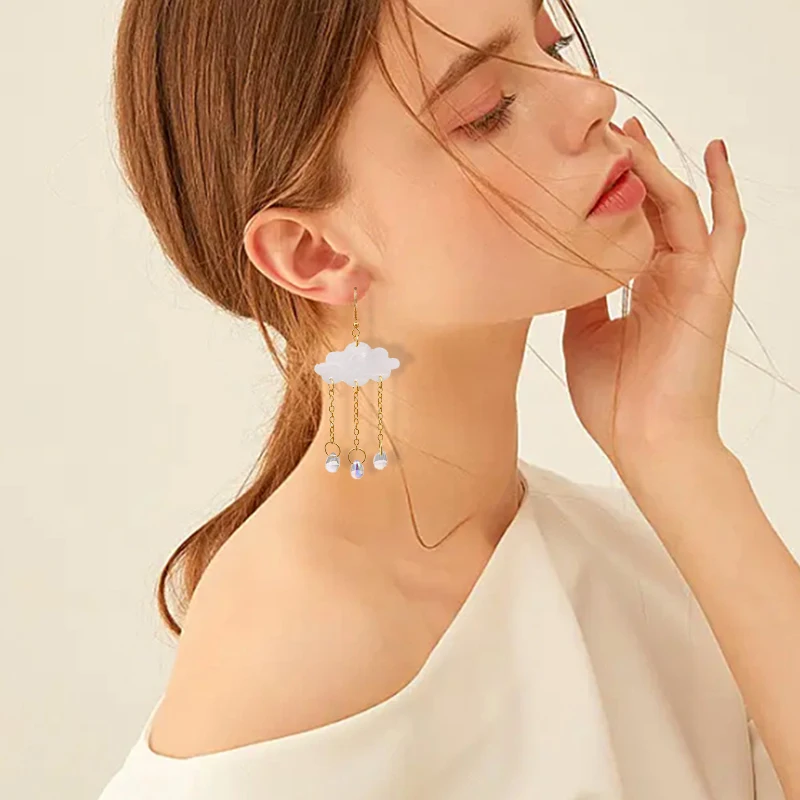 

1pair Pendant Cloud Tassel Earrings Women Lovely Fashion Design ​ Creative Exquisite Anniversary Earring Gift