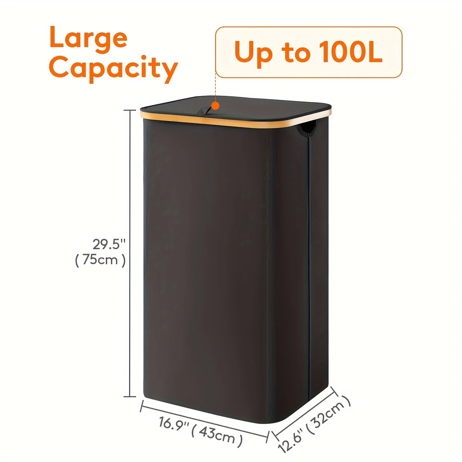 Bamboo Laundry Hamper with Lid & Stylish Handle-29 Gallons/110L-Bath, Bedroom, Dorm, Laundry Odor Control
