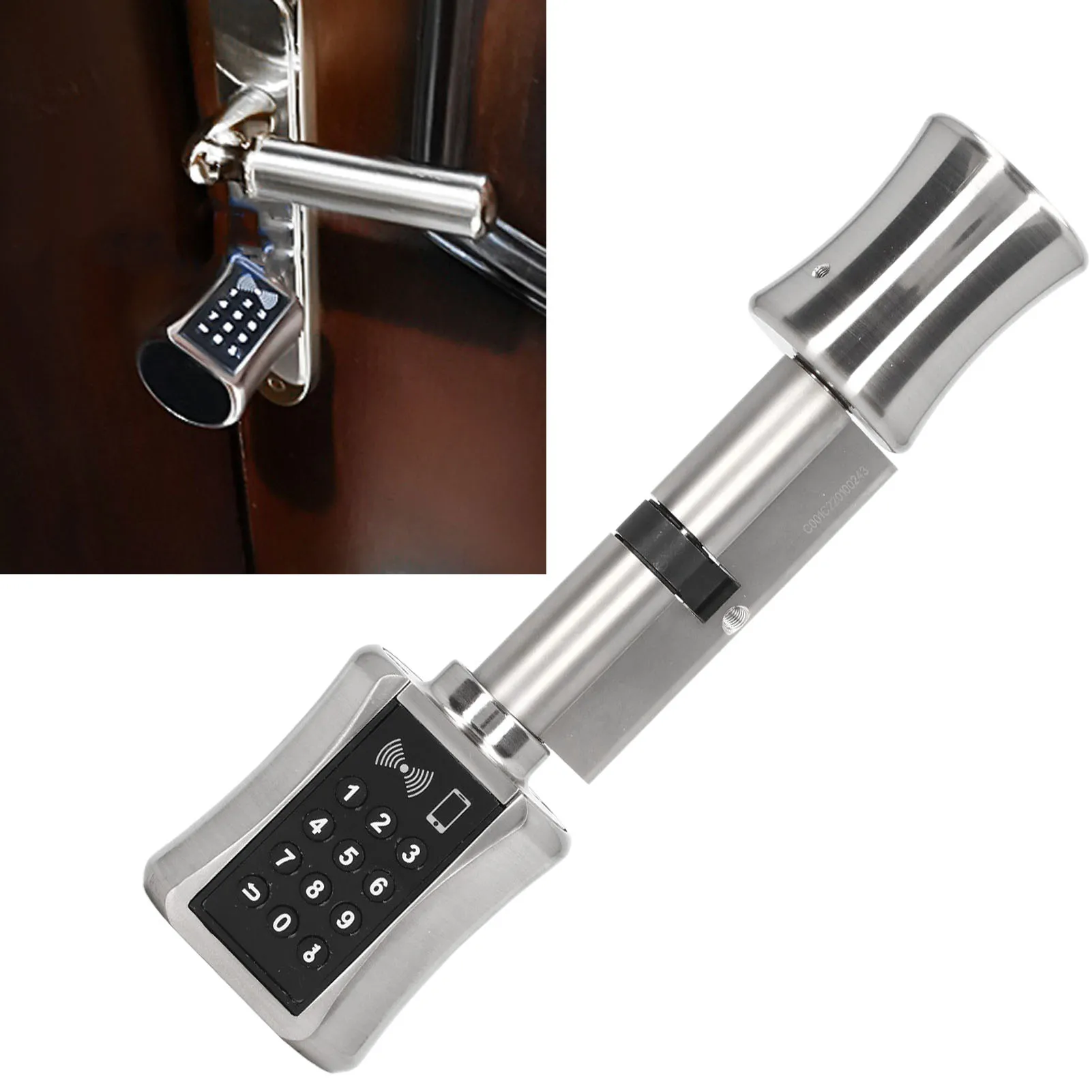 สมาร์ทล็อคประตูไฟฟ้า ปลดล็อคด้วยแอพ/รหัสผ่าน/บัตร  แบบไม่ใช้กุญแจ ป้องกันการโจรกรรม  วัสดุสแตนเลส  สำหรับประตูหนา 40-100 มม. 1