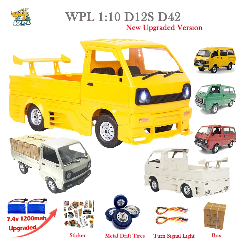 Wpl D12 D42 D12S Aggiornato 1/10 Rc Car 2Wd Climbing Car Led Light On-Road Parti Metalliche Rc 1:10 Drift Car Truck Giocattoli Per Regali Per Bambini