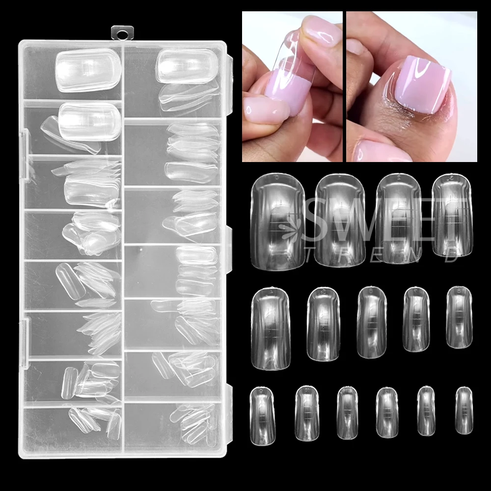 150pcs/Box Dual System Toe Nails Forms Set Acrylic Extension False Toenail Tips Top Forms for Nails UV Gel Building Mold Tools