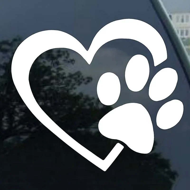2Pcs Pet Paw Prints With Love Heart Dog Cat Vinyl Decal Car Window Bumper Sticker Auto Accessories Car Accessories Stickers