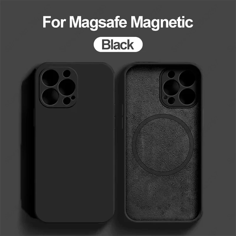 thumbnail image 1 of Liquid Silicone Magnetic Cases For iPhone 15 11 14 13 12 Pro Max Plus For Magsafe Wireless Charging Soft Cover Phone Accessories, 1 of 5