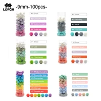 LOFCA 9mm Loose Beads 100pcs/lot Silicone Teether Round Baby Food Grade Teething Beads DIY Chewable Colorful Teething For Infant 1
