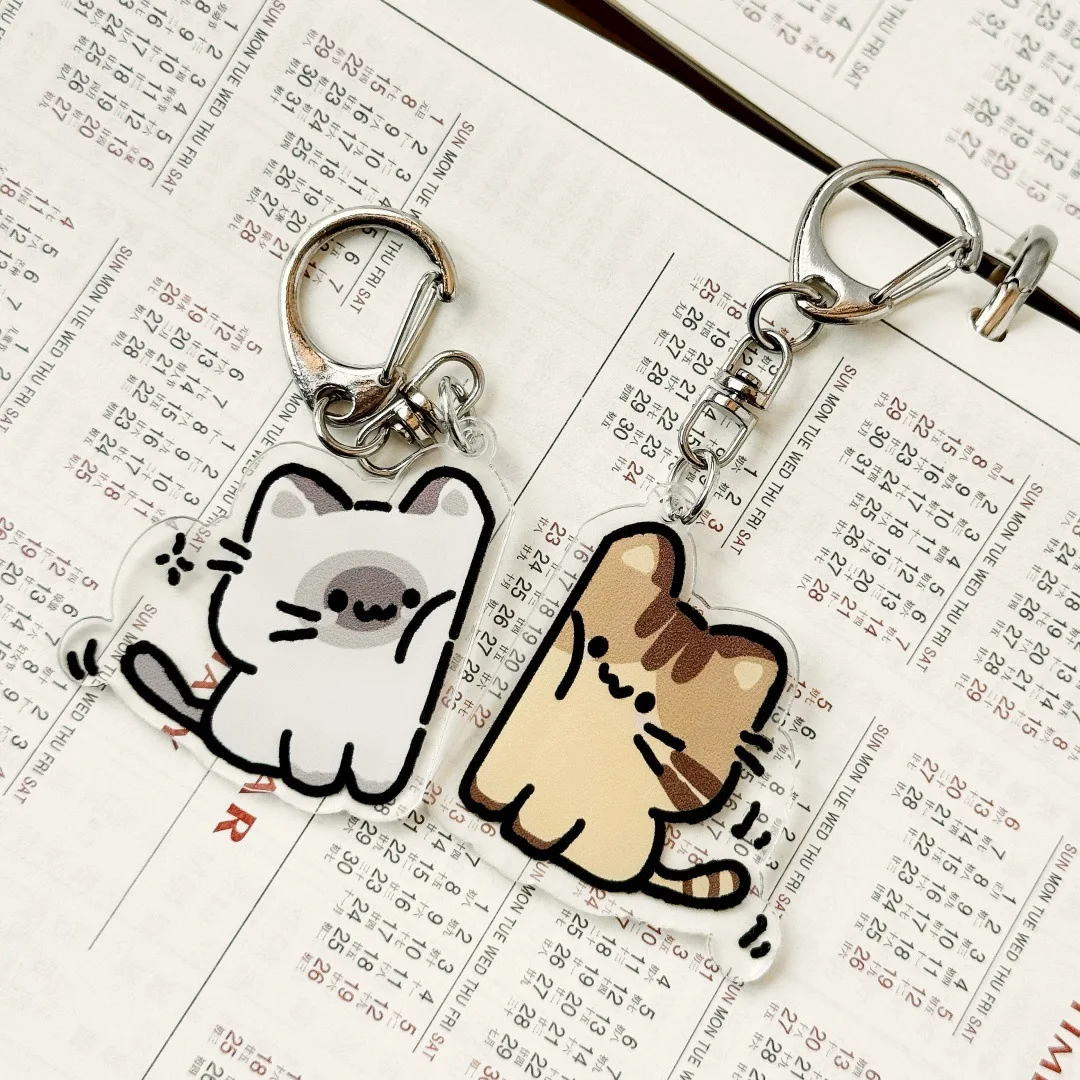 BFF Cat Keychain HD Acrylic Besties Gift Cute Backpack Charm Friendship Token Lightweight