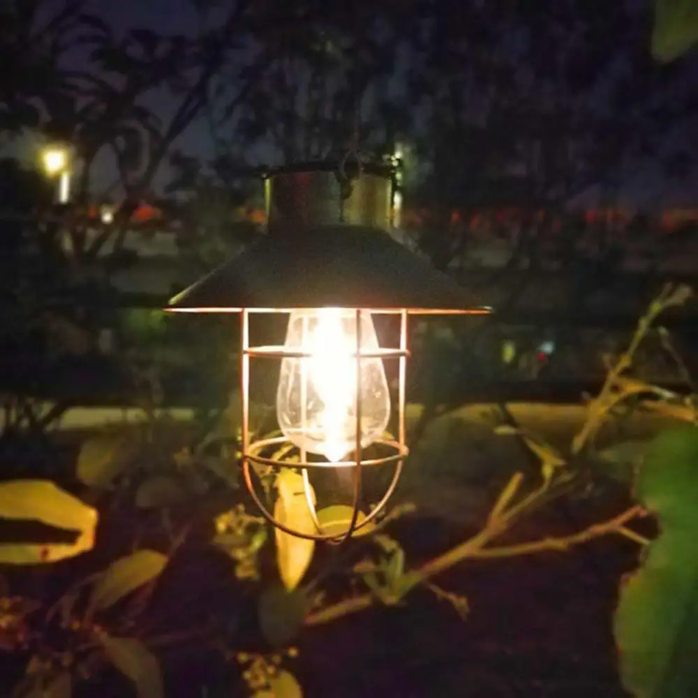 

Solar Retro Camping Lantern Waterproof Vintage Night Lighting Portable Outdoor Hanging Tent LED Chandelier Light For Emergency