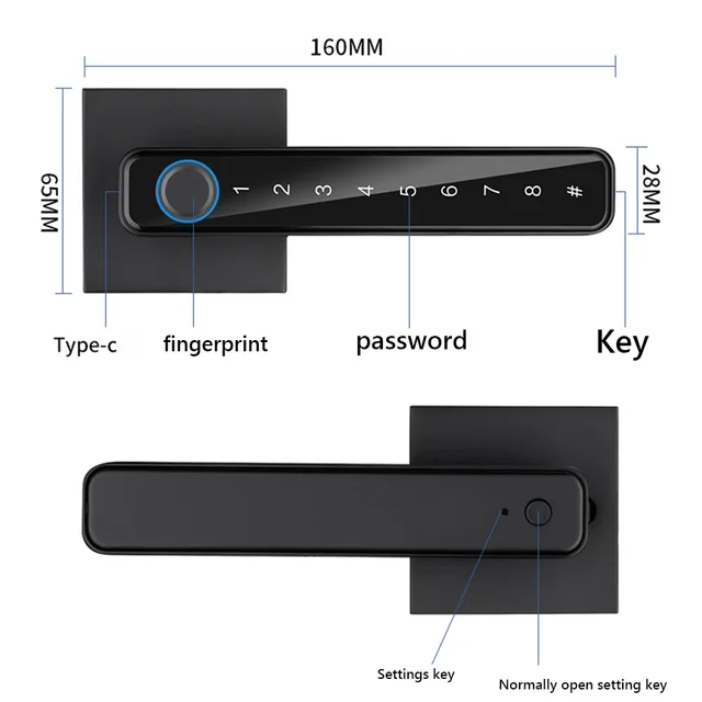 Biometric Fingerprint Smart Home Door Lock Password Electronic Digital Lock TUYA/TTLOCK/No APP Control Entry Door Knobs Lock 6