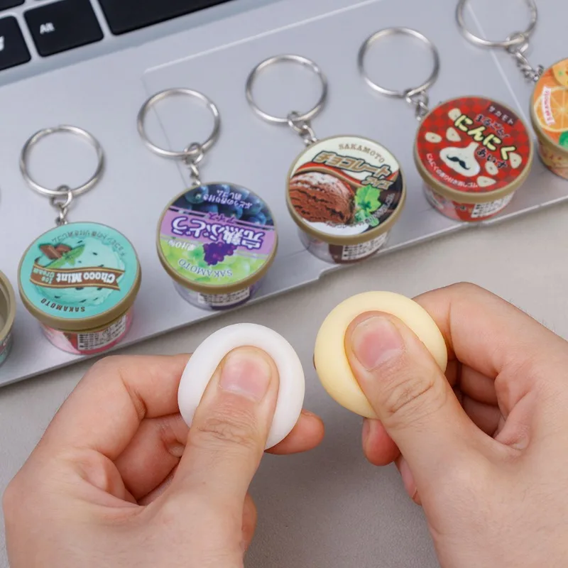 Japanese Miniature Ice Cream Cone Key Chain - Slow Rebound Creative Food Play with Various Flavors