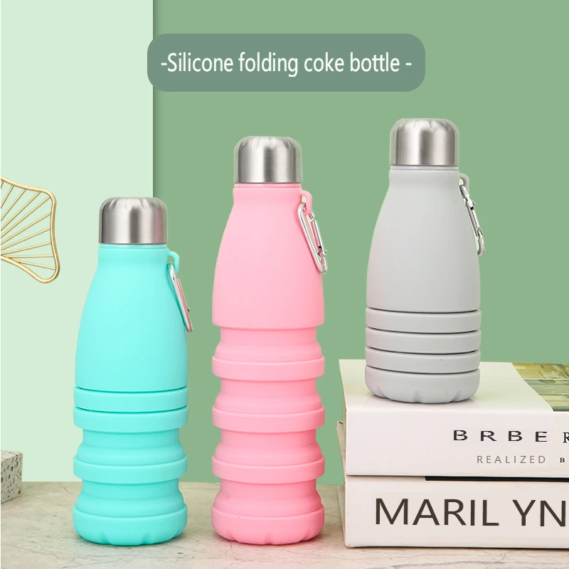 Portable Sports Water Bottle 550Ml Foldable Travel Sport Bottle Food Grade Silicone Foldable Water Cup for Home Camping Climbing