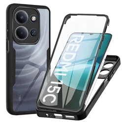 360° Full Body Shockproof Dual Layer Hybrid Clear Phone Case for Redmi 9C (Black)