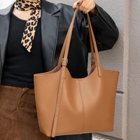 Sac fourre-tout en cuir véritable naturel pour femmes, sac à main en cuir de vache souple de grande capacité, sacs à bandoulière de luxe pour dames 2