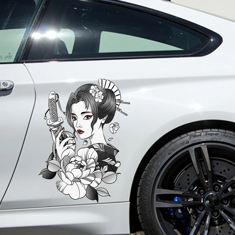 Geisha Japan Car Decal Side Graphic Vinyl Decal Modificato Racing Car Print Decoration Ita Car Car Decal Sticker
