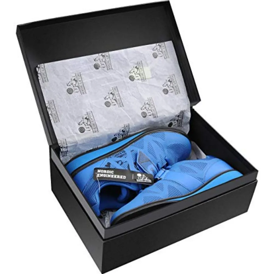 Powerlifting Shoes MEGIN (Blue, 10 US) and Ankle/Wrist Weights (1 Pair, Two 2 lbs) Sleek Grey