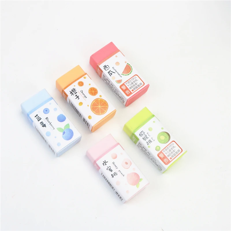5PCS cute fruit Erasers Student Stationery Candy Colored Pencil Eraser Wipe clean without hurting the paper pencil eraser
