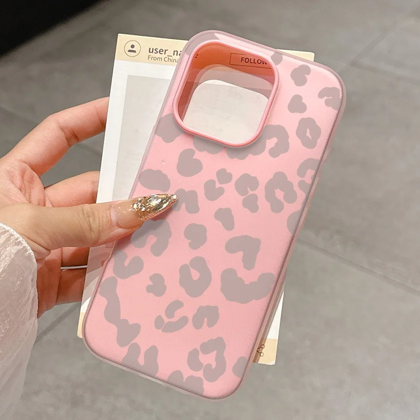 Luxury Pink Leopard Print Shockproof 2-in-1 Phone Case
