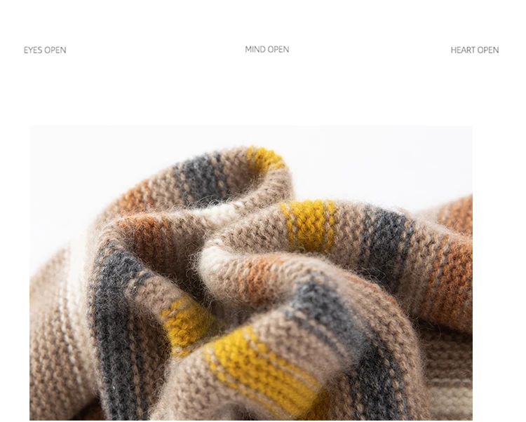 Damen-Beinstulpen aus 100 % reinem Kaschmir, Herbst und Winter, verdickte, kältebeständige Thermosocken, Florsocken, gestreifte Beinstulpen – Detail 11