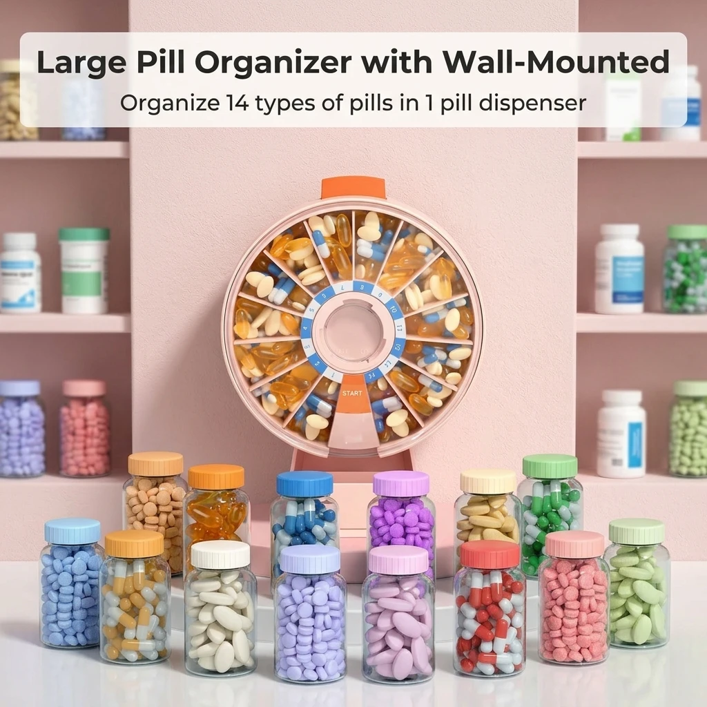 Versatile Large Weekly Pill Organizer with AM/PM Dispenser and Spacious Compartments