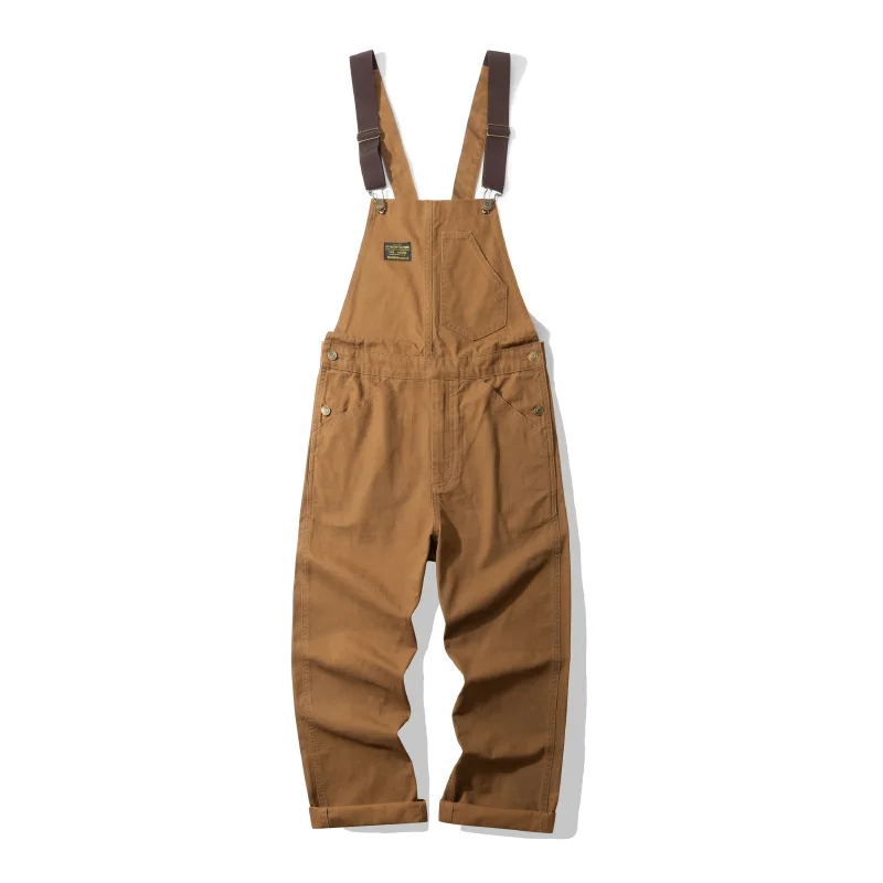 OKONKWO Outdoor Canvas Lumberjack Pants Workwear Overalls Railway Tooling Work Striped Jumpsuit Gardening Rompers Jeans Trousers