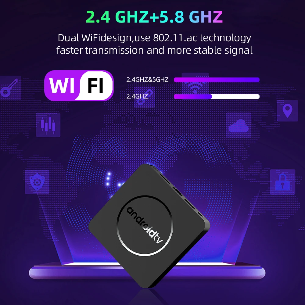 4k Smart TV Box  2GB 16GB Android TV OS AllWinner H313 2.4G/5G WiFi Android 13 Set Top Box  Google  Voice Control  Bt Remote