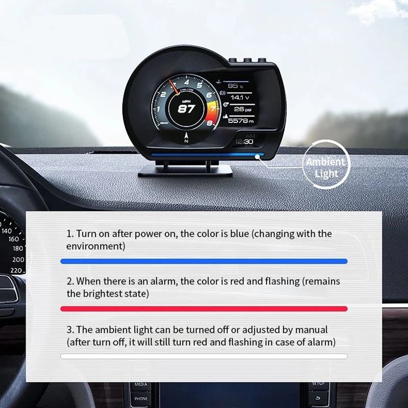 HUD OBD2 + GPS    ÷, ڵ  Ʈ  溸 ,   µ RPM GPS,  