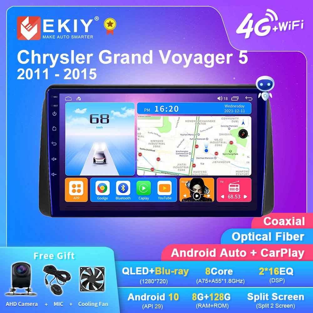 

EKIY T7 Android 10 Auto Radio For Dodge Caravan For Chrysler Grand Voyager 5 2011 - 2015 Stereo Multimedia GPS 2 Din DVD Player