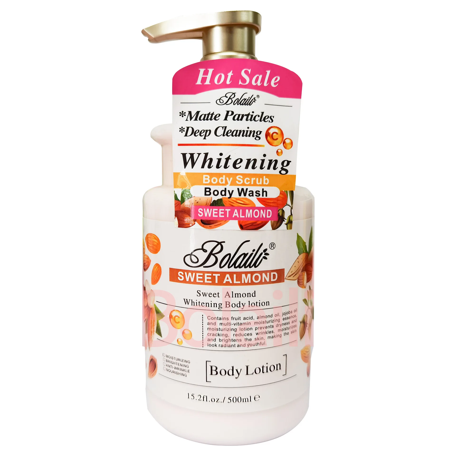 15.2fl.oz/500ml Sweet Almond 14 Days Magic Whitening Face Body Lotion Skin Moisturizing Cream 5