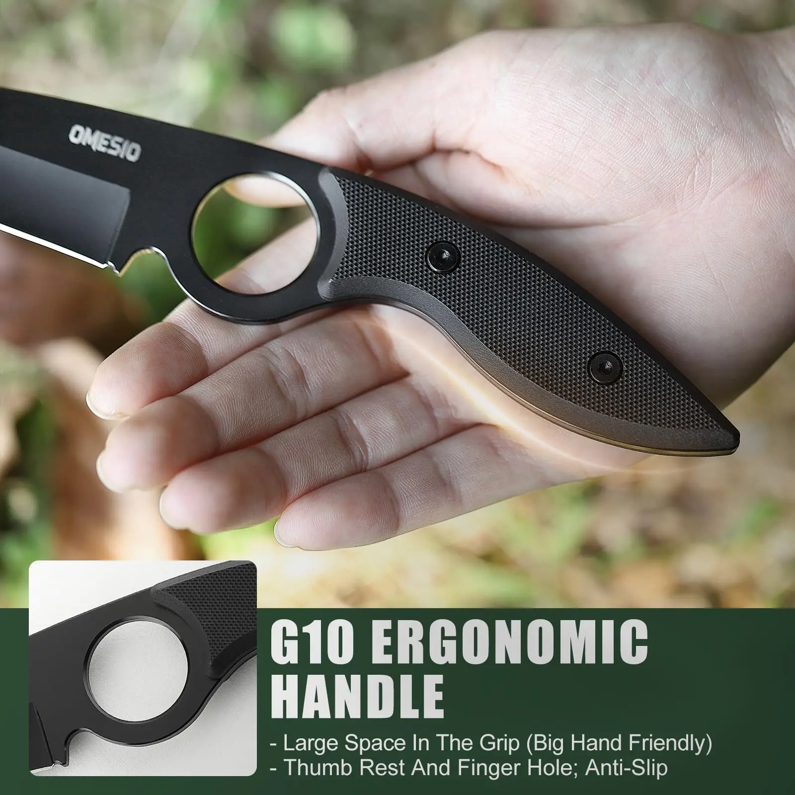 OMESIO Fixed Blade Tactical Knife with Kydex Sheath 3
